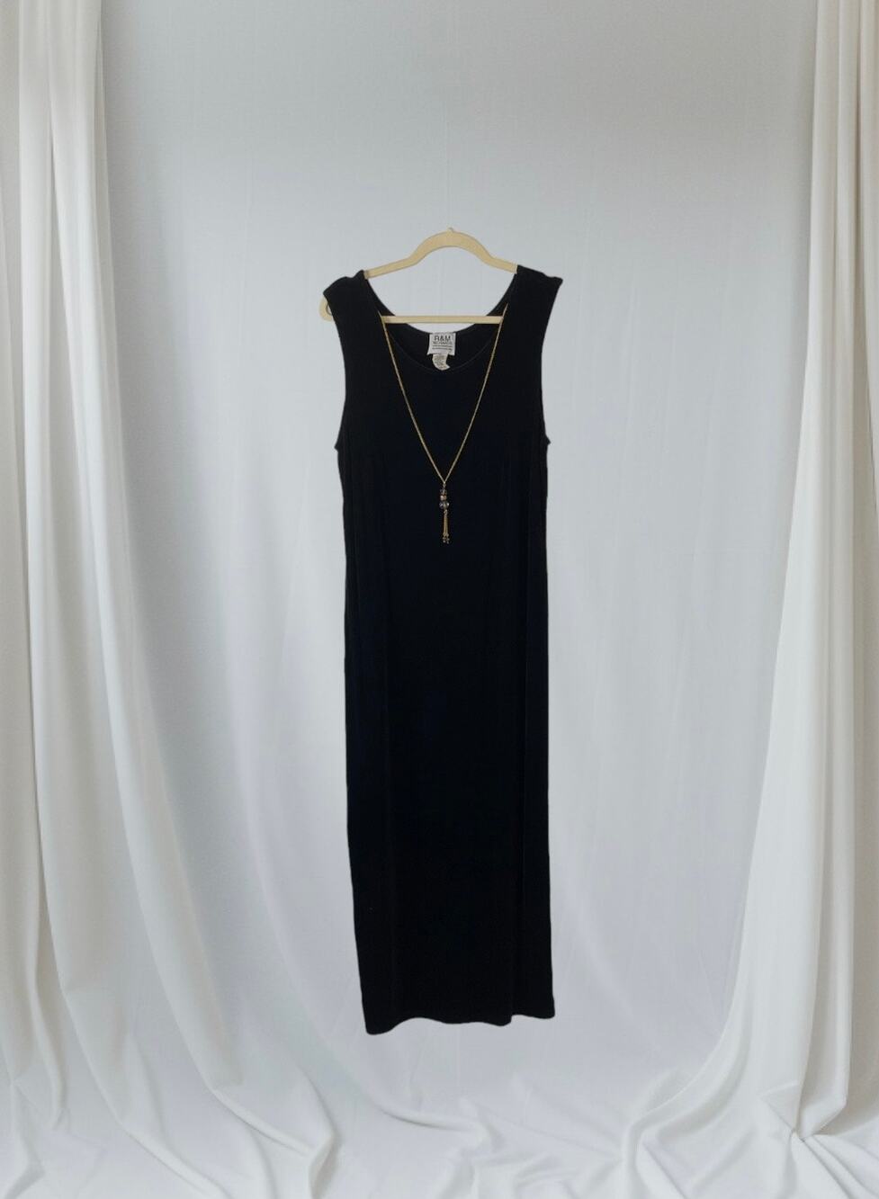 R&M Richards Women’s Black Elegant Tank Dress With Necklace Size 10